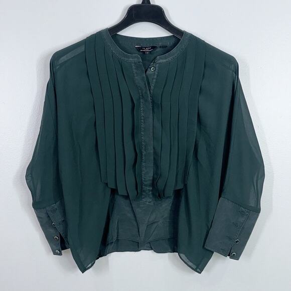 Ted Baker silk trim pleated blouse size 2 Small - Picture 2 of 7